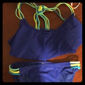 Blue ruffle bikini